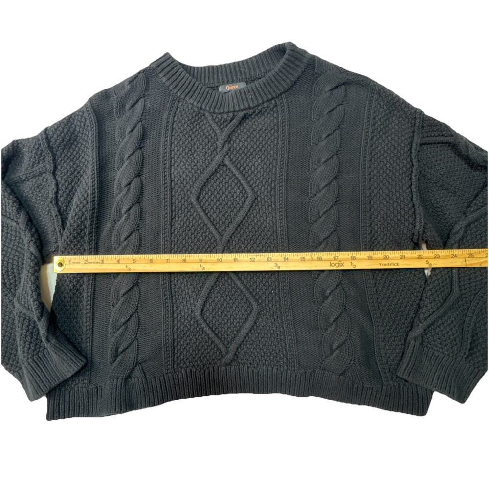 Quince 100% Organic Cotton Cropped Cable Crew Sweater Black Size XL - Picture 4 of 7